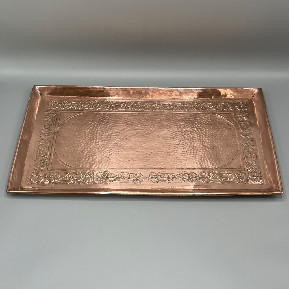 Large Art Nouveau Planished Copper Tray c1900 View XIII