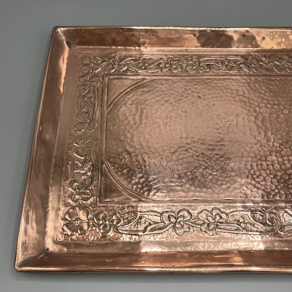 Large Art Nouveau Planished Copper Tray c1900 View XV