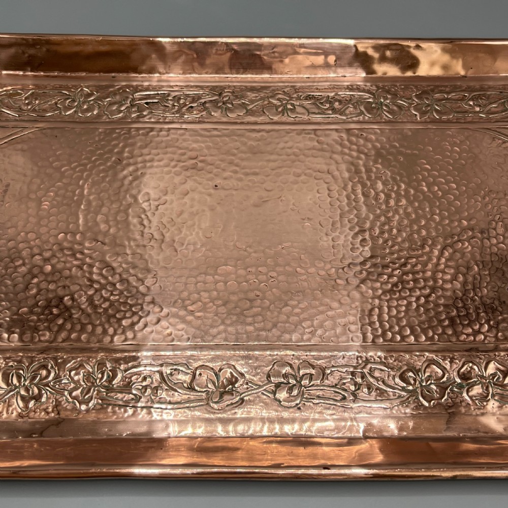Large Art Nouveau Planished Copper Tray c1900 View XVI