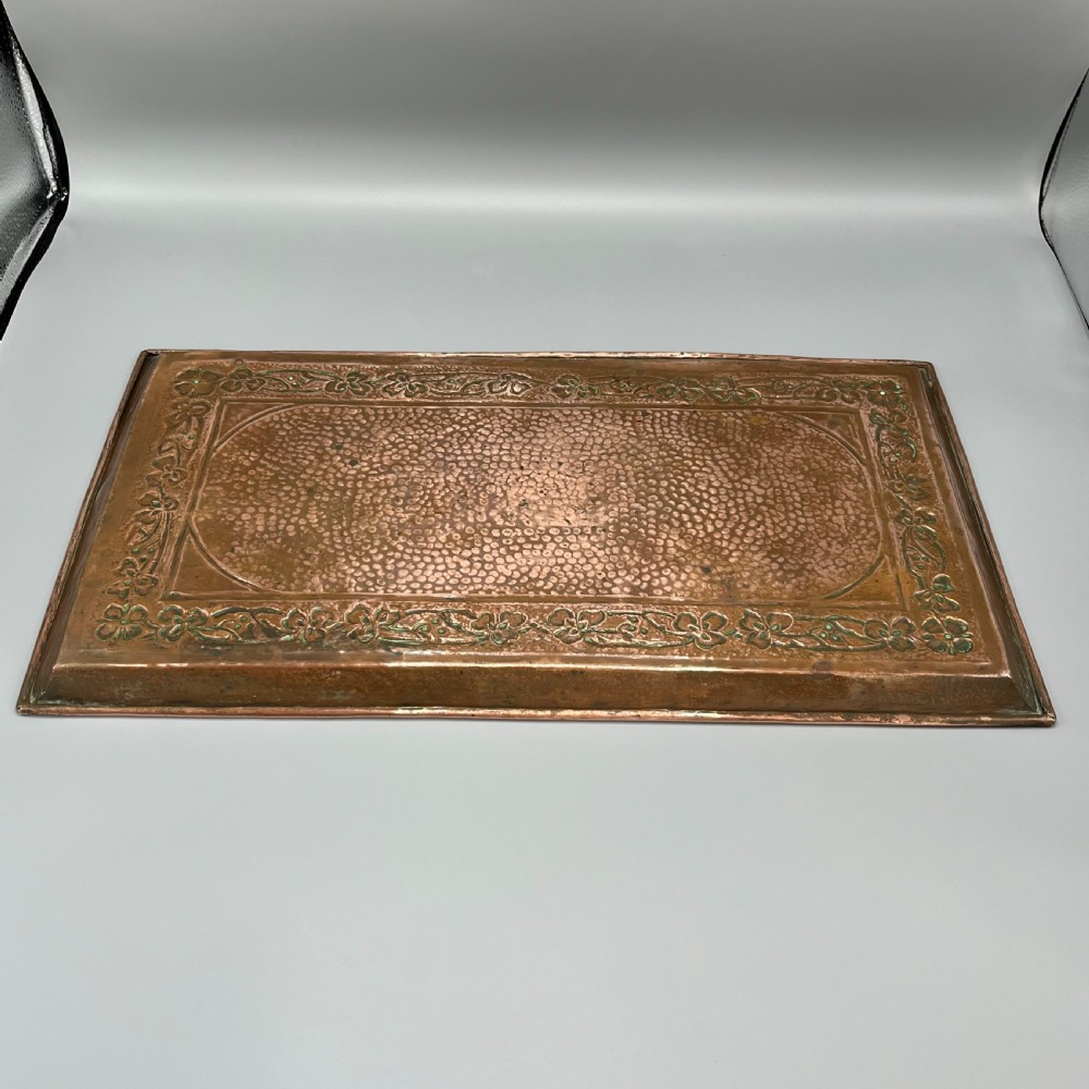 Large Art Nouveau Planished Copper Tray c1900 View XXII