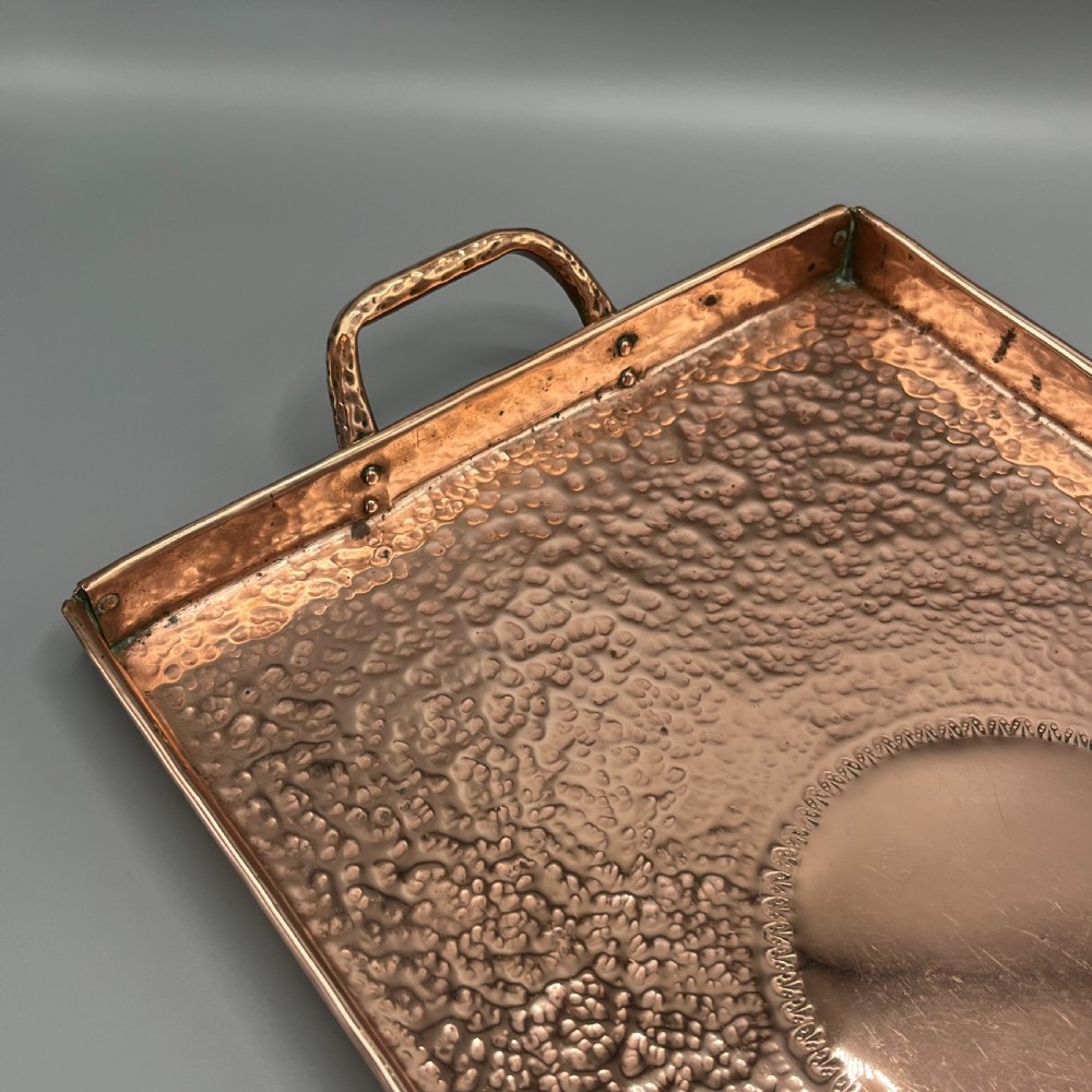 Arts & Crafts Solid Copper Planished Tea Tray with Twin Handles View III