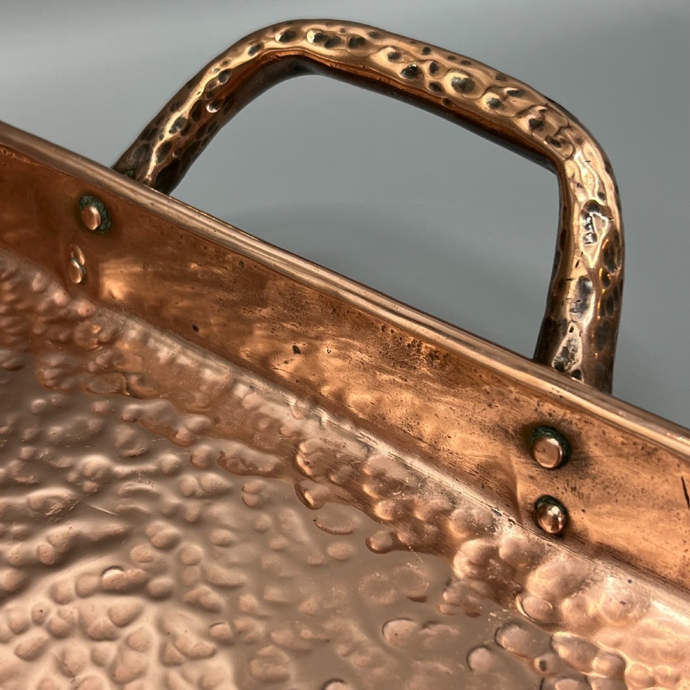 Arts & Crafts Solid Copper Planished Tea Tray with Twin Handles View VII