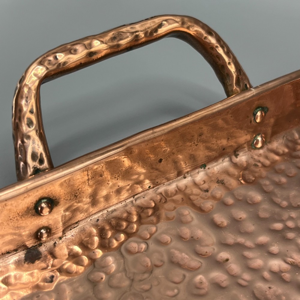 Arts & Crafts Solid Copper Planished Tea Tray with Twin Handles View VIII