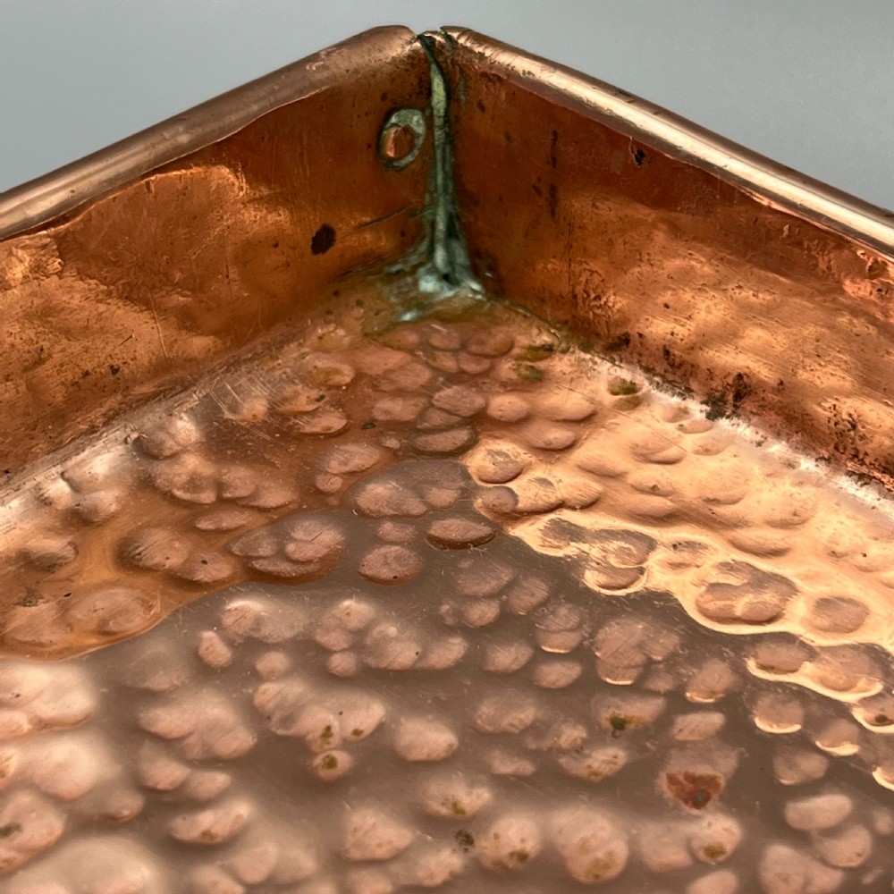 Arts & Crafts Solid Copper Planished Tea Tray with Twin Handles View IX