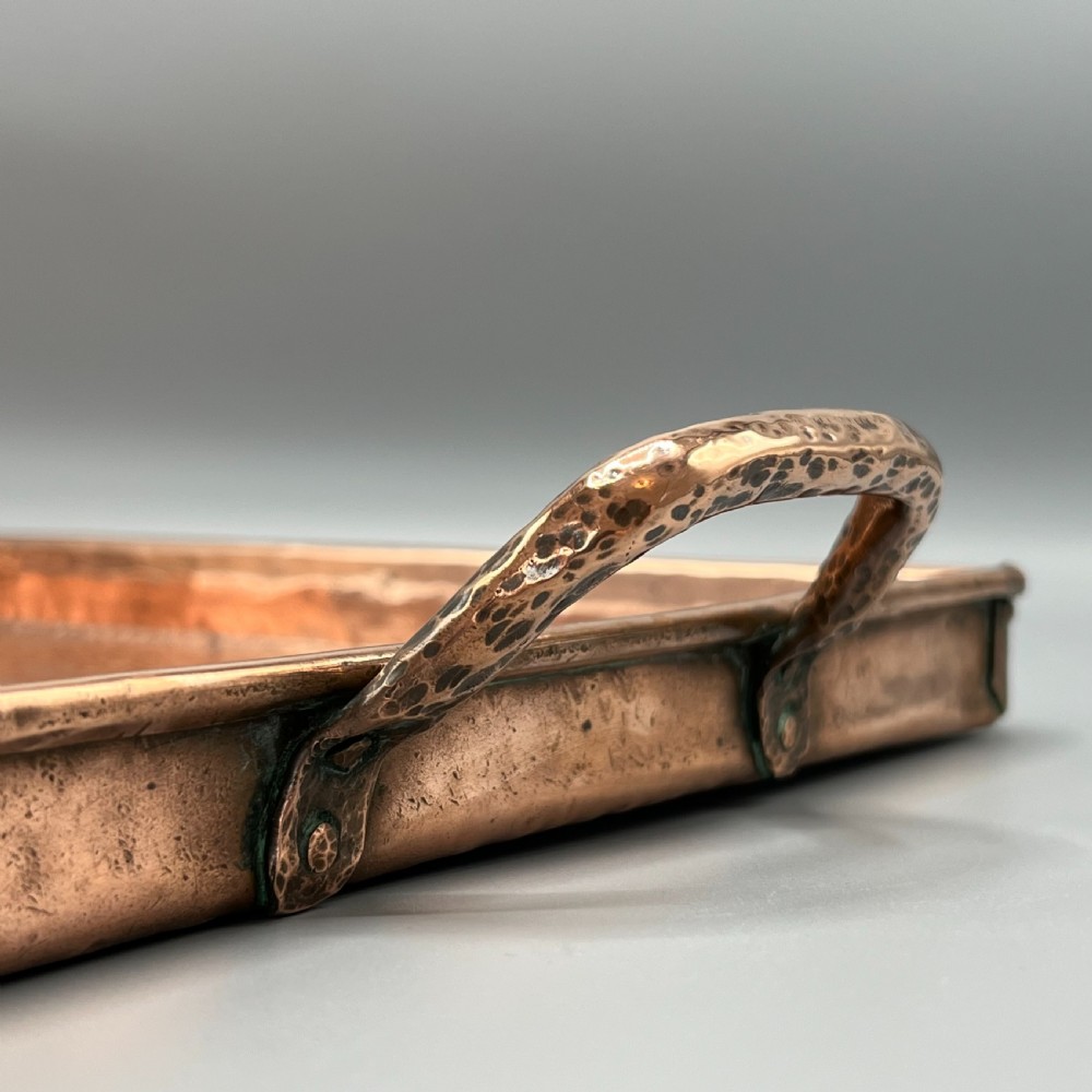 Arts & Crafts Solid Copper Planished Tea Tray with Twin Handles View XV