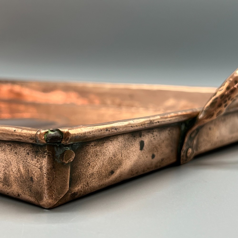Arts & Crafts Solid Copper Planished Tea Tray with Twin Handles View XVII