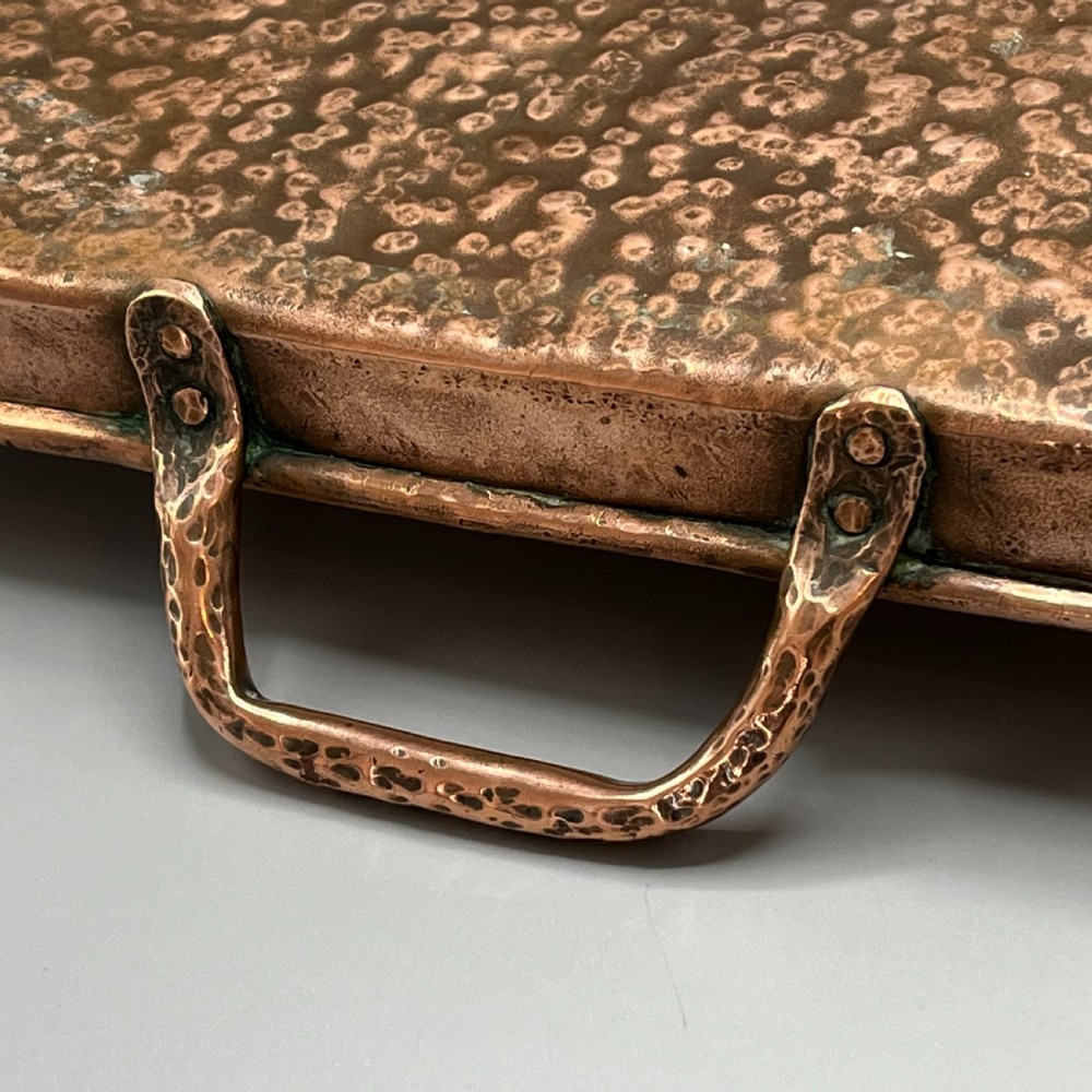 Arts & Crafts Solid Copper Planished Tea Tray with Twin Handles View XX