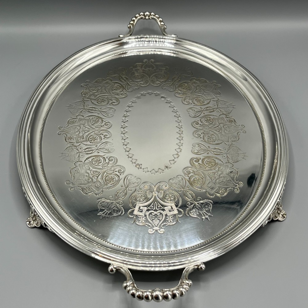 Large Quality Victorian Silver Plated Oval Serving Tray View III