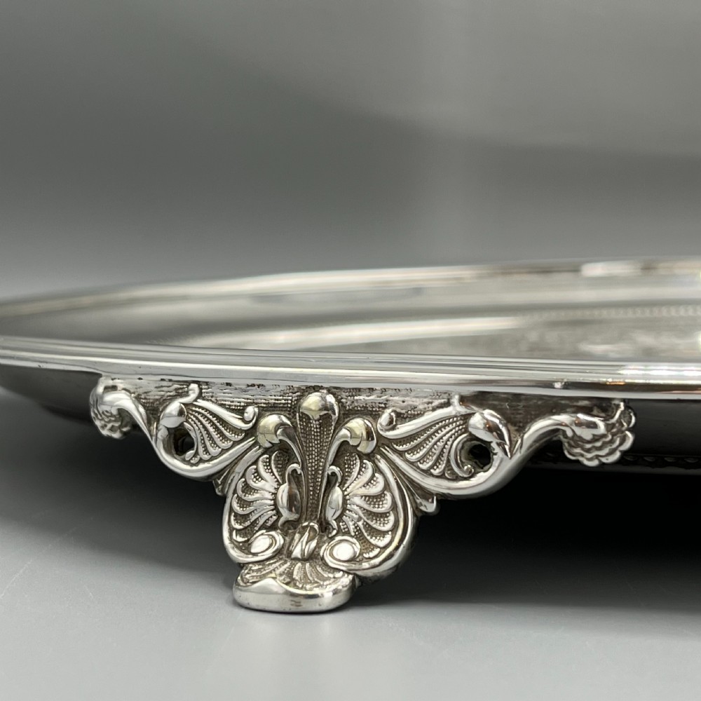 Large Quality Victorian Silver Plated Oval Serving Tray View XI