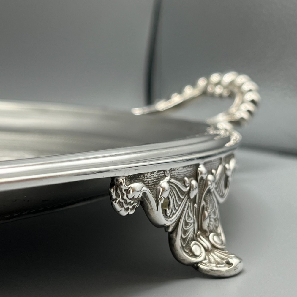 Large Quality Victorian Silver Plated Oval Serving Tray View XII