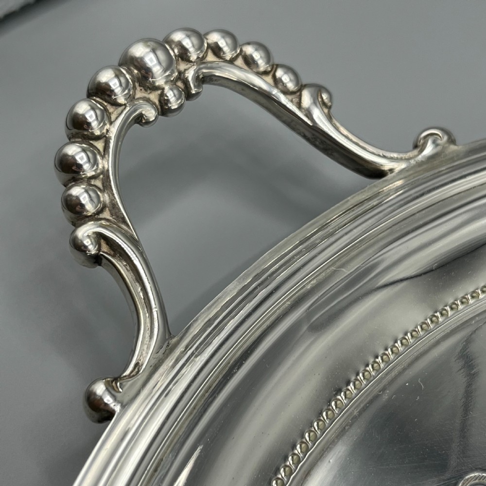 Large Quality Victorian Silver Plated Oval Serving Tray View XVI