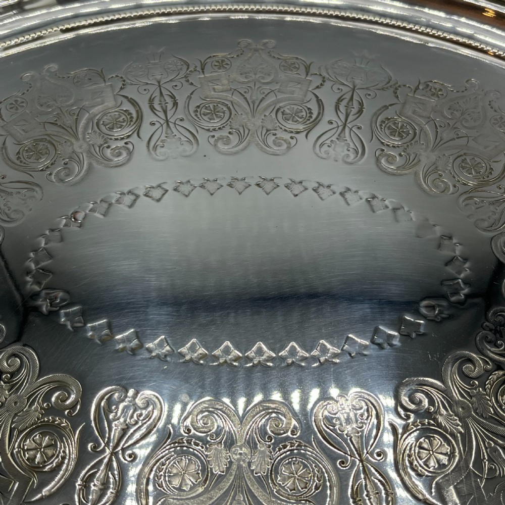 Large Quality Victorian Silver Plated Oval Serving Tray View XIX