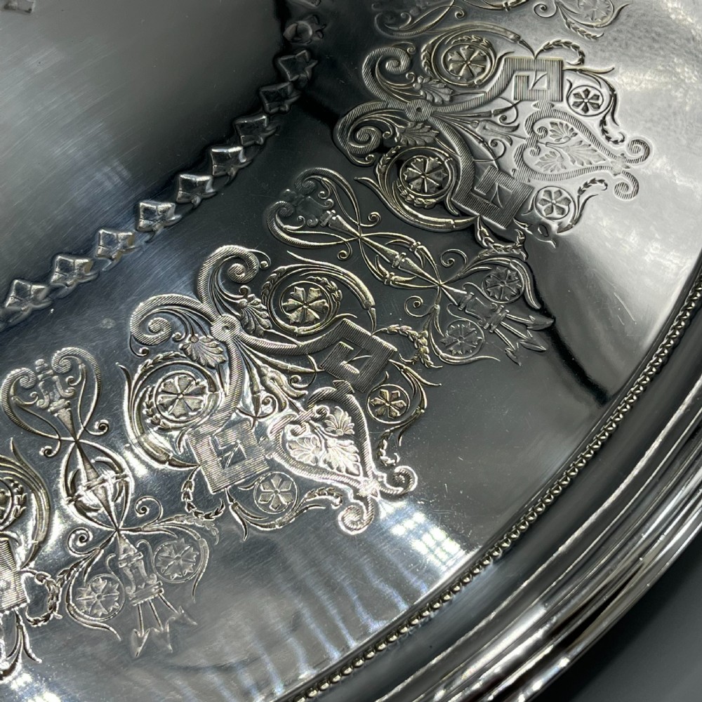 Large Quality Victorian Silver Plated Oval Serving Tray View XXI