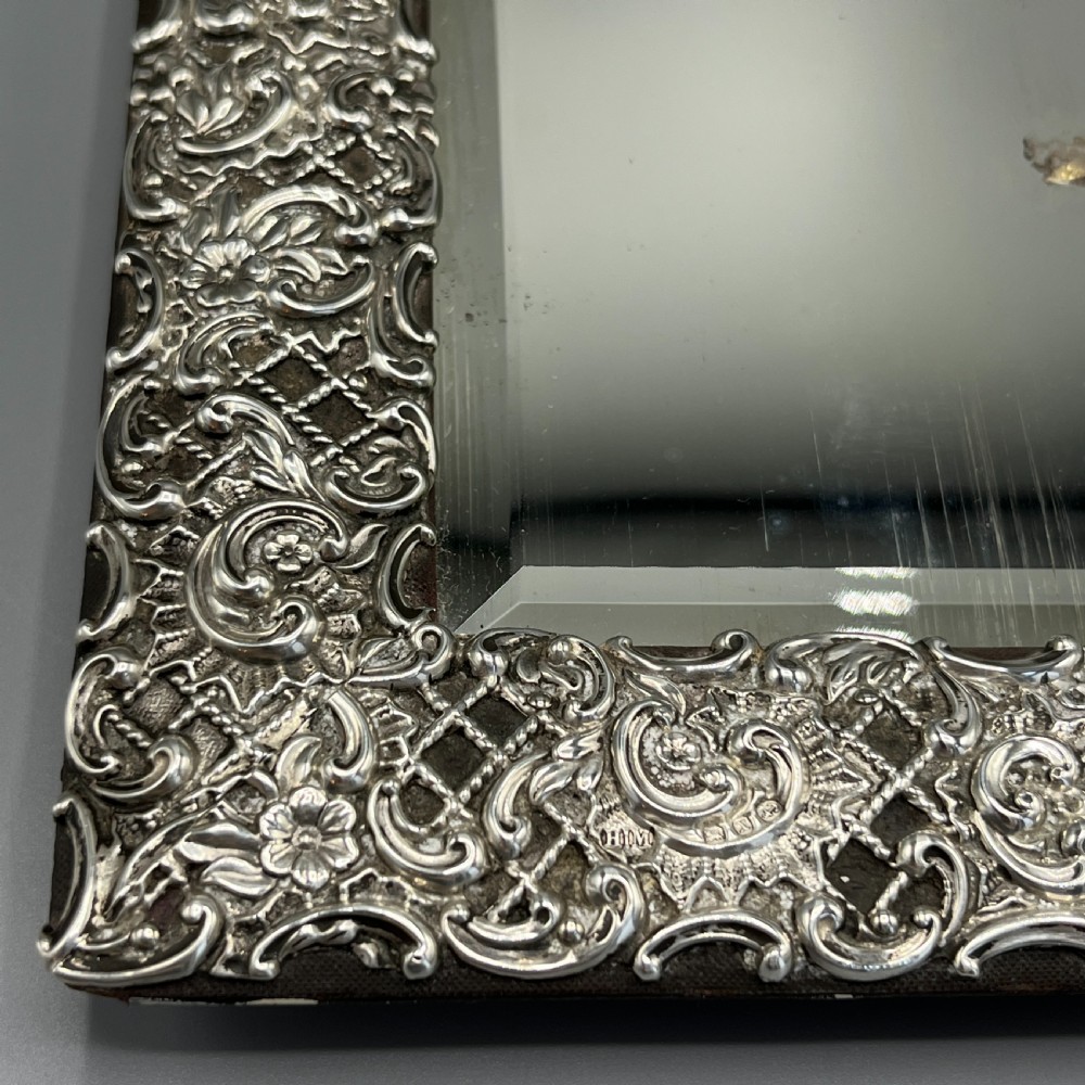 Victorian Sterling Silver Embossed Easel Table Mirror View IX