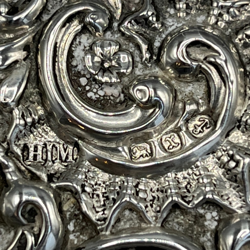 Victorian Sterling Silver Embossed Easel Table Mirror View X