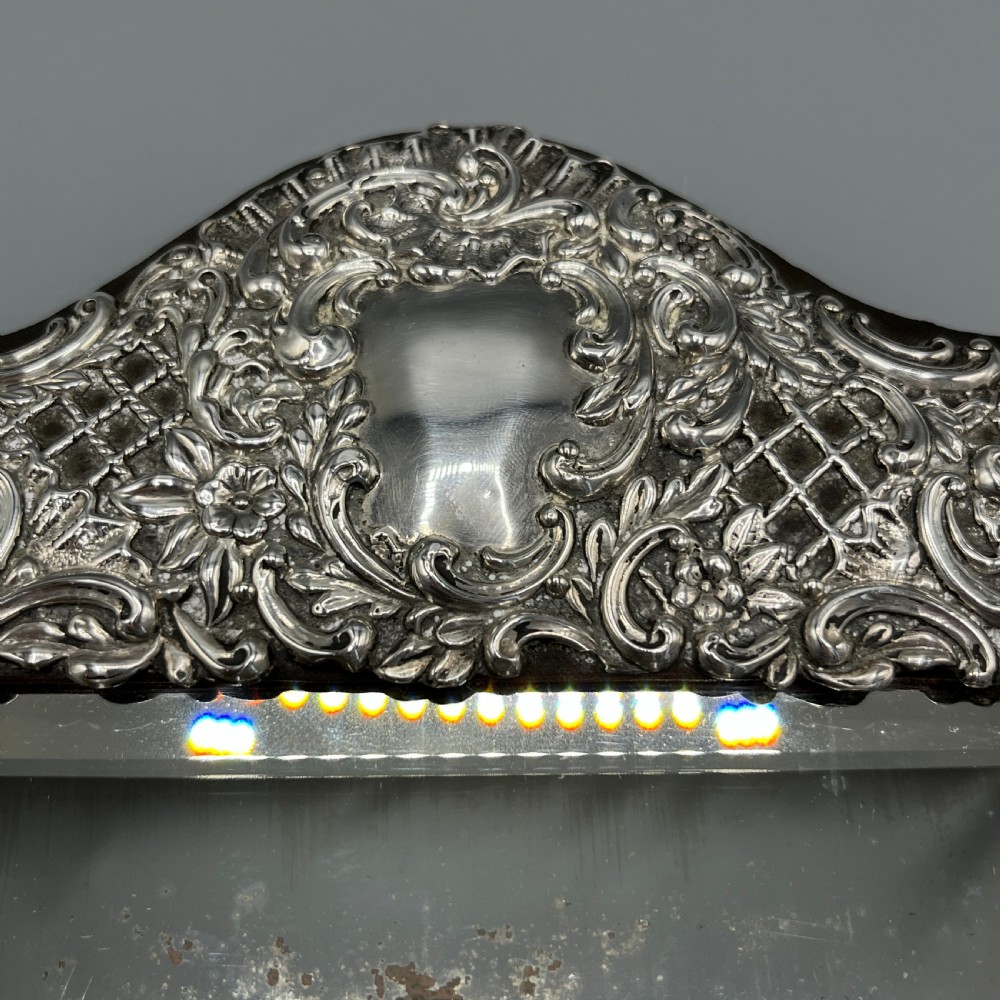 Victorian Sterling Silver Embossed Easel Table Mirror View XIII