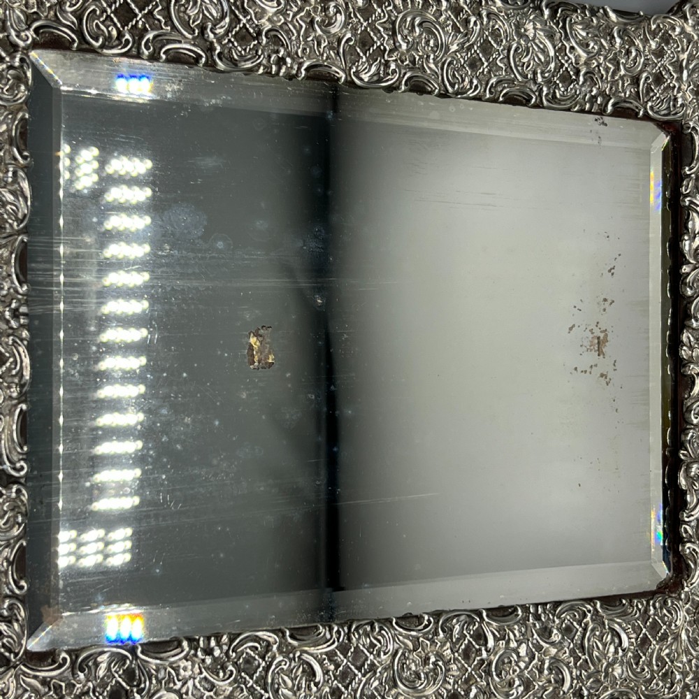 Victorian Sterling Silver Embossed Easel Table Mirror View XV