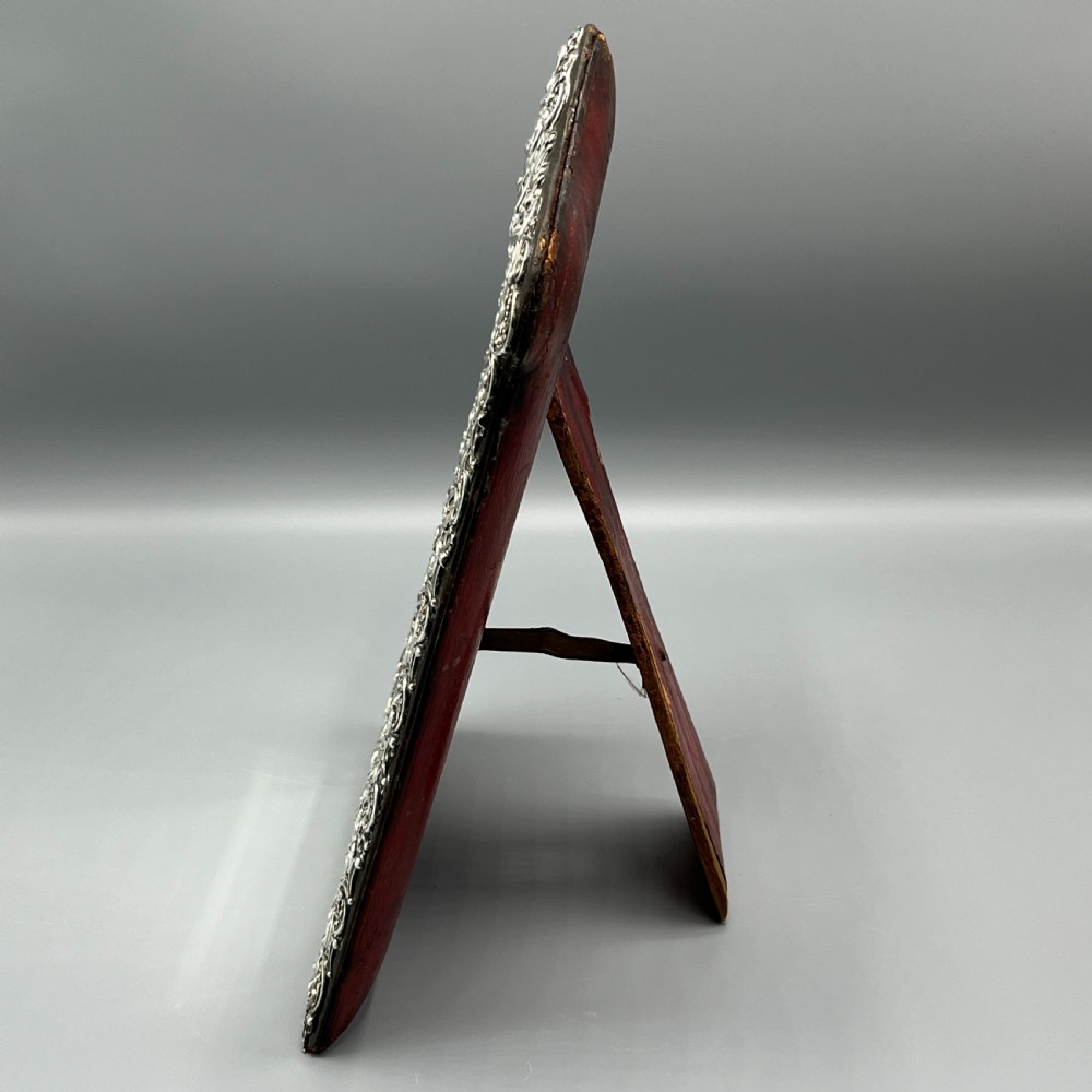 Victorian Sterling Silver Embossed Easel Table Mirror View XIX