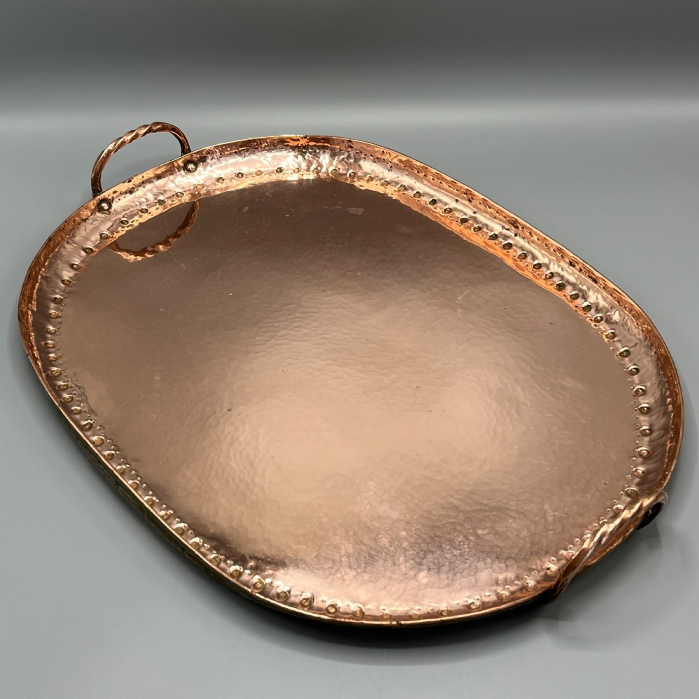 Large Arts & Crafts Solid Copper Serving Tray with Twin Handles