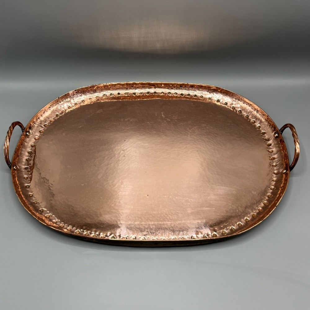 Large Arts & Crafts Solid Copper Serving Tray with Twin Handles View II