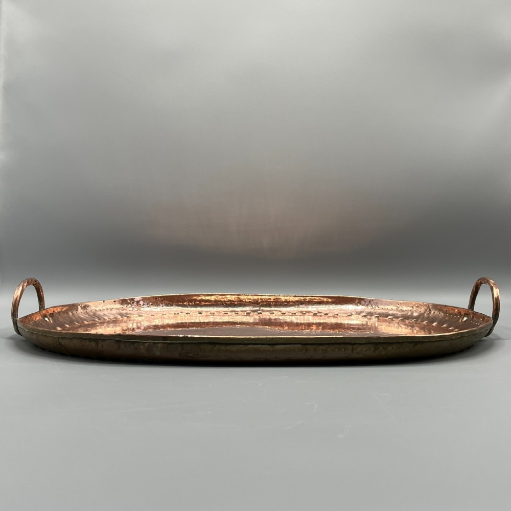 Large Arts & Crafts Solid Copper Serving Tray with Twin Handles View VII