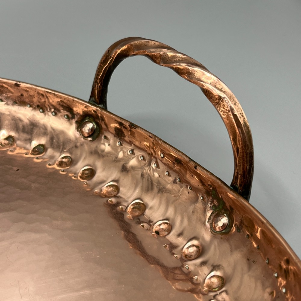 Large Arts & Crafts Solid Copper Serving Tray with Twin Handles View XII