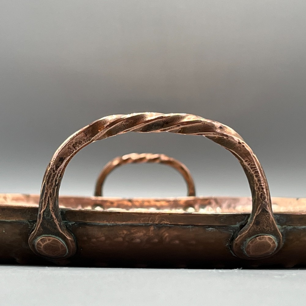Large Arts & Crafts Solid Copper Serving Tray with Twin Handles View XIV