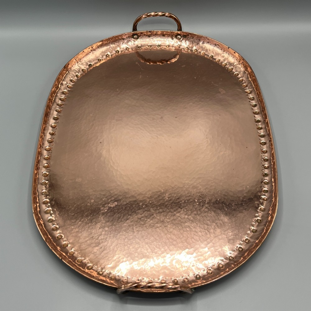 Large Arts & Crafts Solid Copper Serving Tray with Twin Handles View XVII