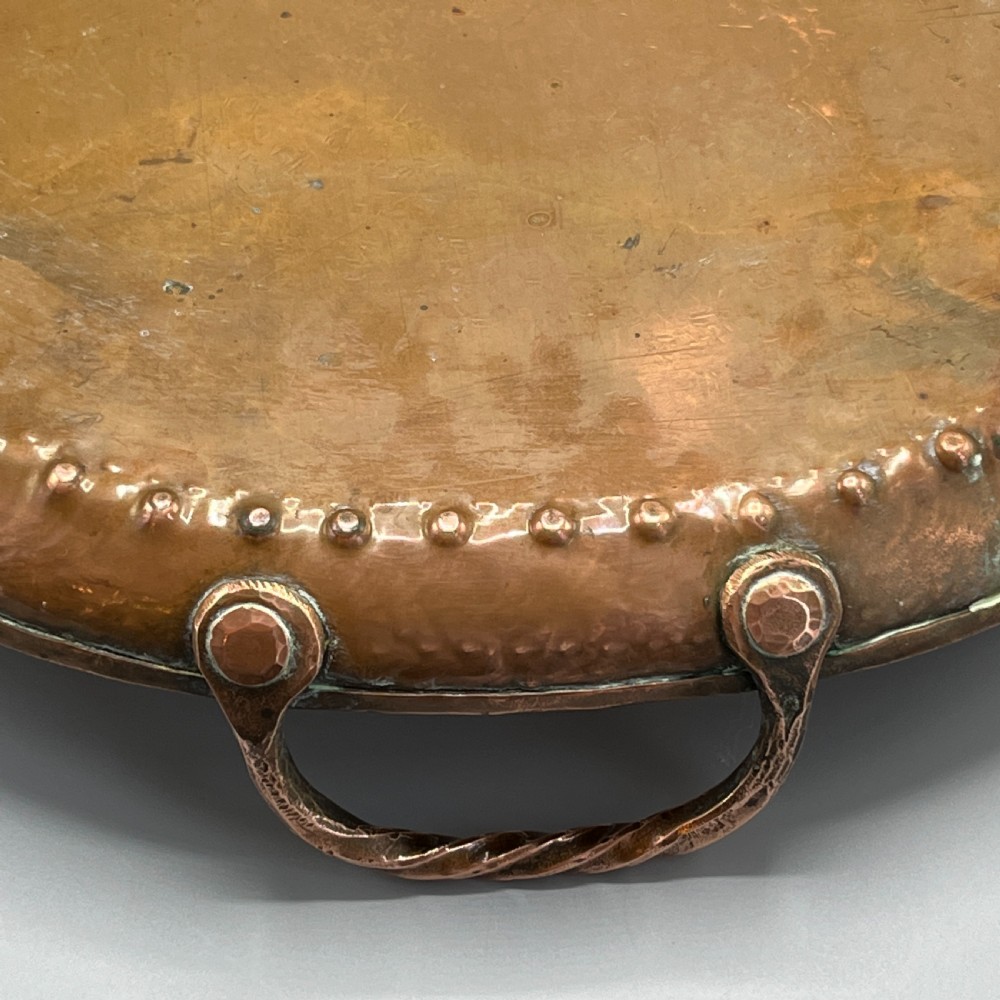 Large Arts & Crafts Solid Copper Serving Tray with Twin Handles View XIX
