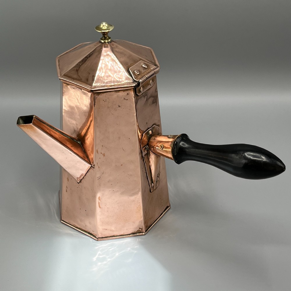 Art Deco Octagonal Solid Copper Coffee / Chocolate Pot