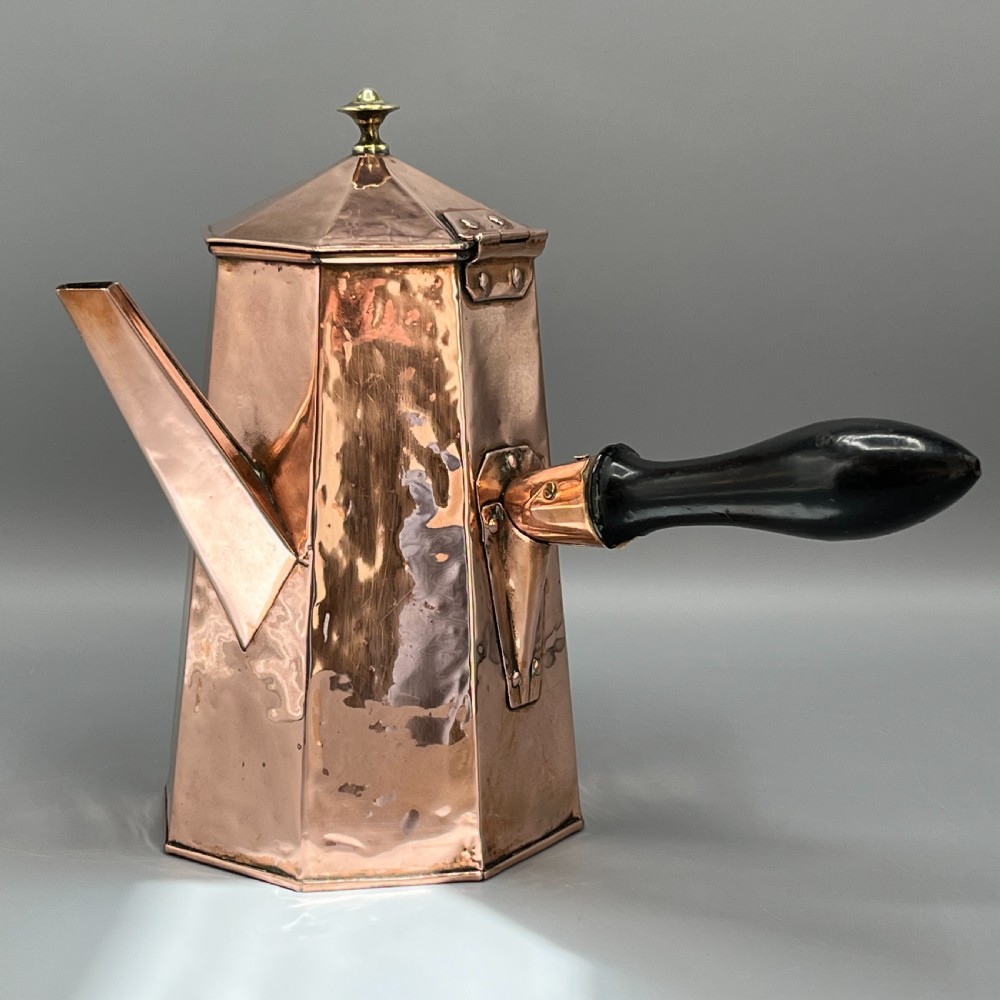 Art Deco Octagonal Solid Copper Coffee / Chocolate Pot View II