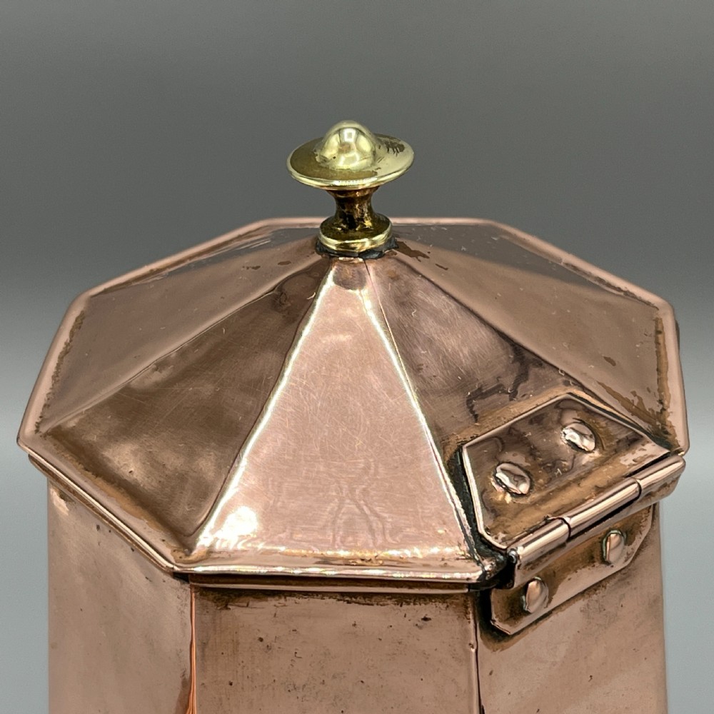 Art Deco Octagonal Solid Copper Coffee / Chocolate Pot View III