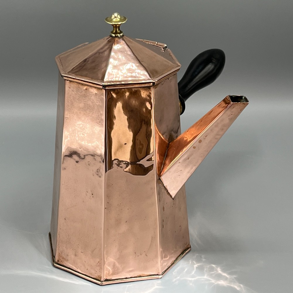 Art Deco Octagonal Solid Copper Coffee / Chocolate Pot View IV
