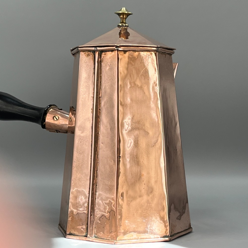 Art Deco Octagonal Solid Copper Coffee / Chocolate Pot View VI