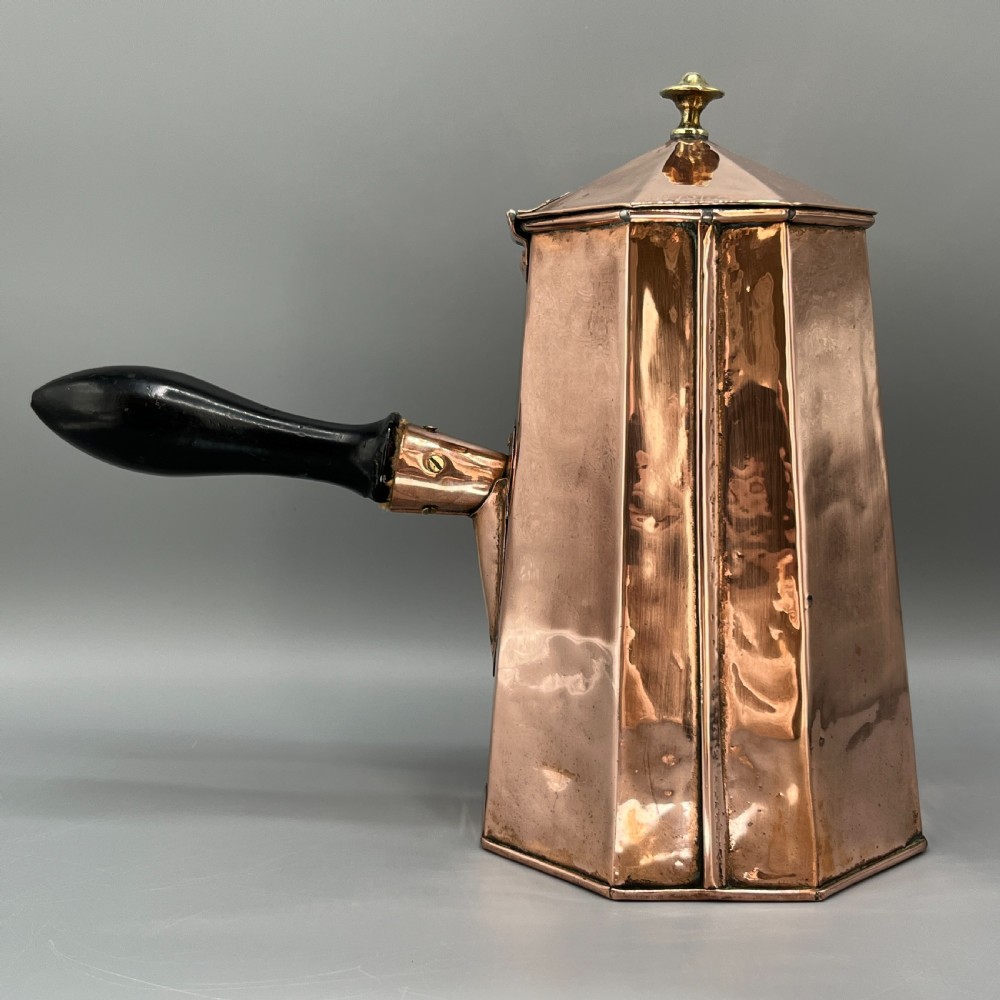 Art Deco Octagonal Solid Copper Coffee / Chocolate Pot View VII
