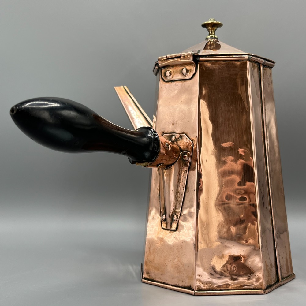 Art Deco Octagonal Solid Copper Coffee / Chocolate Pot View VIII