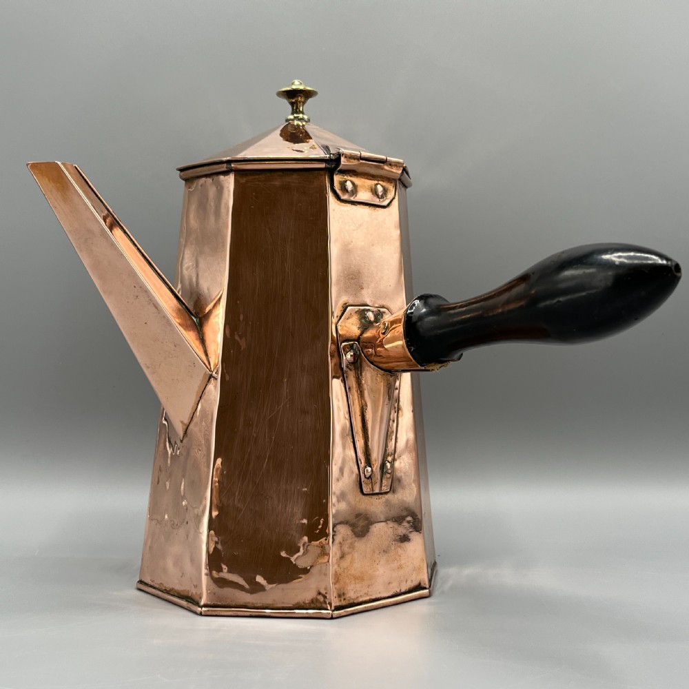 Art Deco Octagonal Solid Copper Coffee / Chocolate Pot View IX