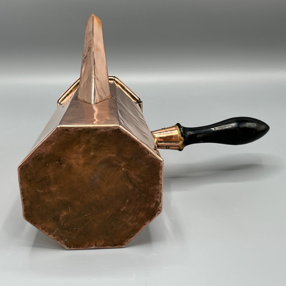 Art Deco Octagonal Solid Copper Coffee / Chocolate Pot View XII