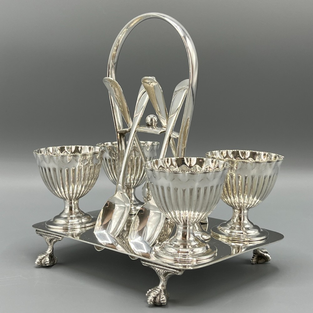 Late Victorian Sheffield Silver Plated Egg Cruet Set