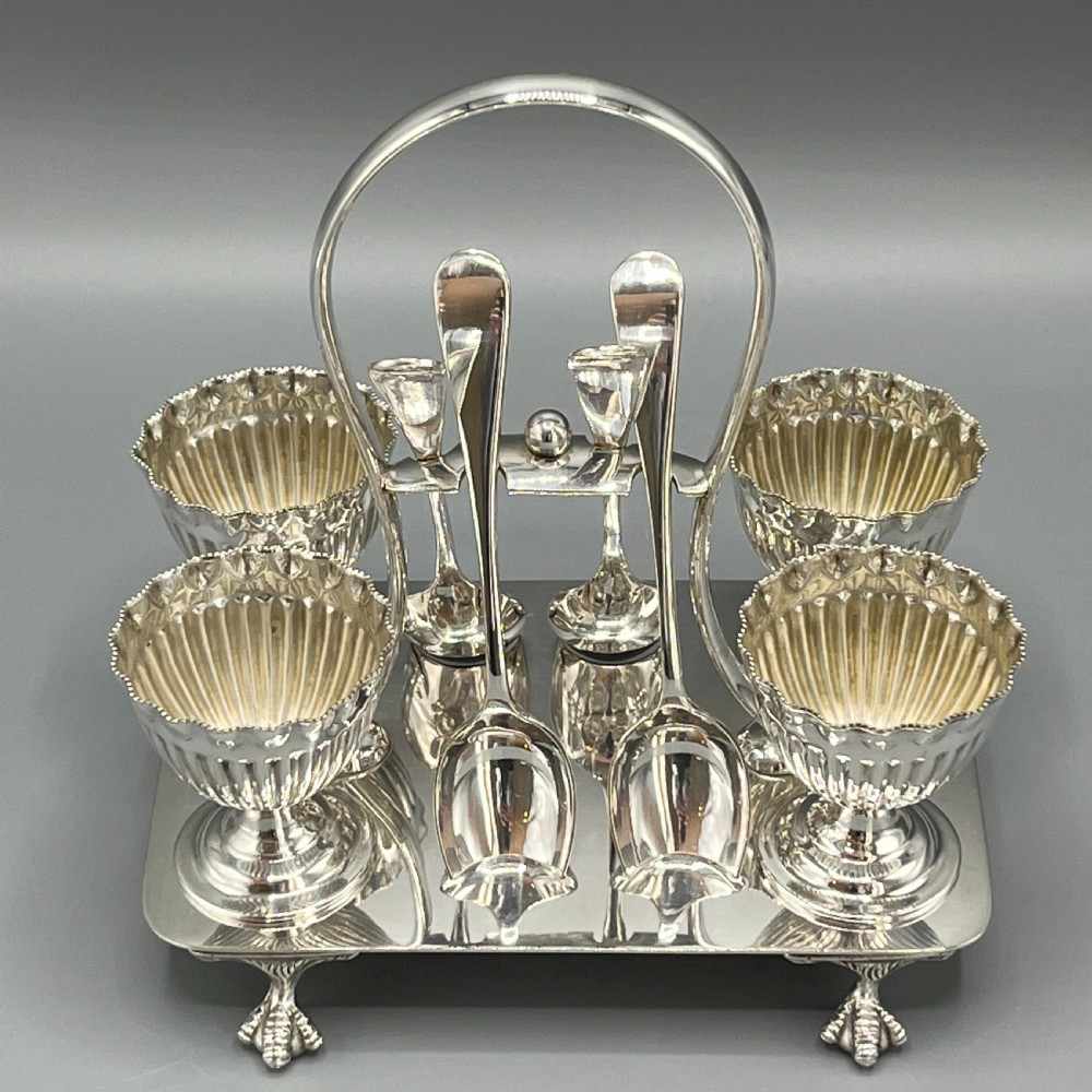 Late Victorian Sheffield Silver Plated Egg Cruet Set View II