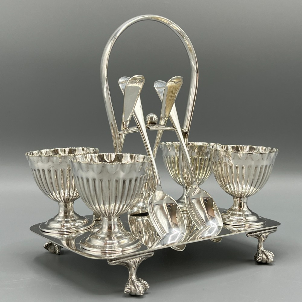 Late Victorian Sheffield Silver Plated Egg Cruet Set View III