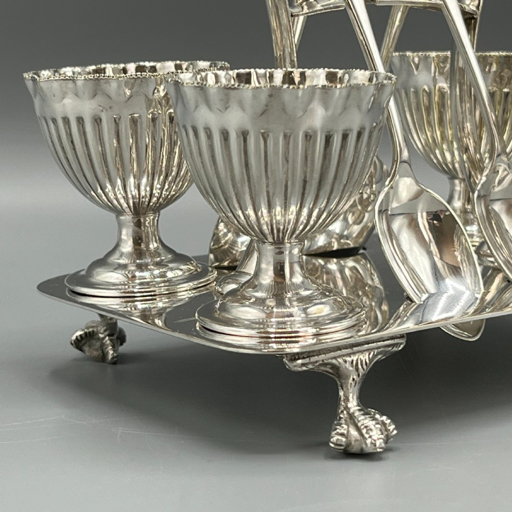 Late Victorian Sheffield Silver Plated Egg Cruet Set View IV