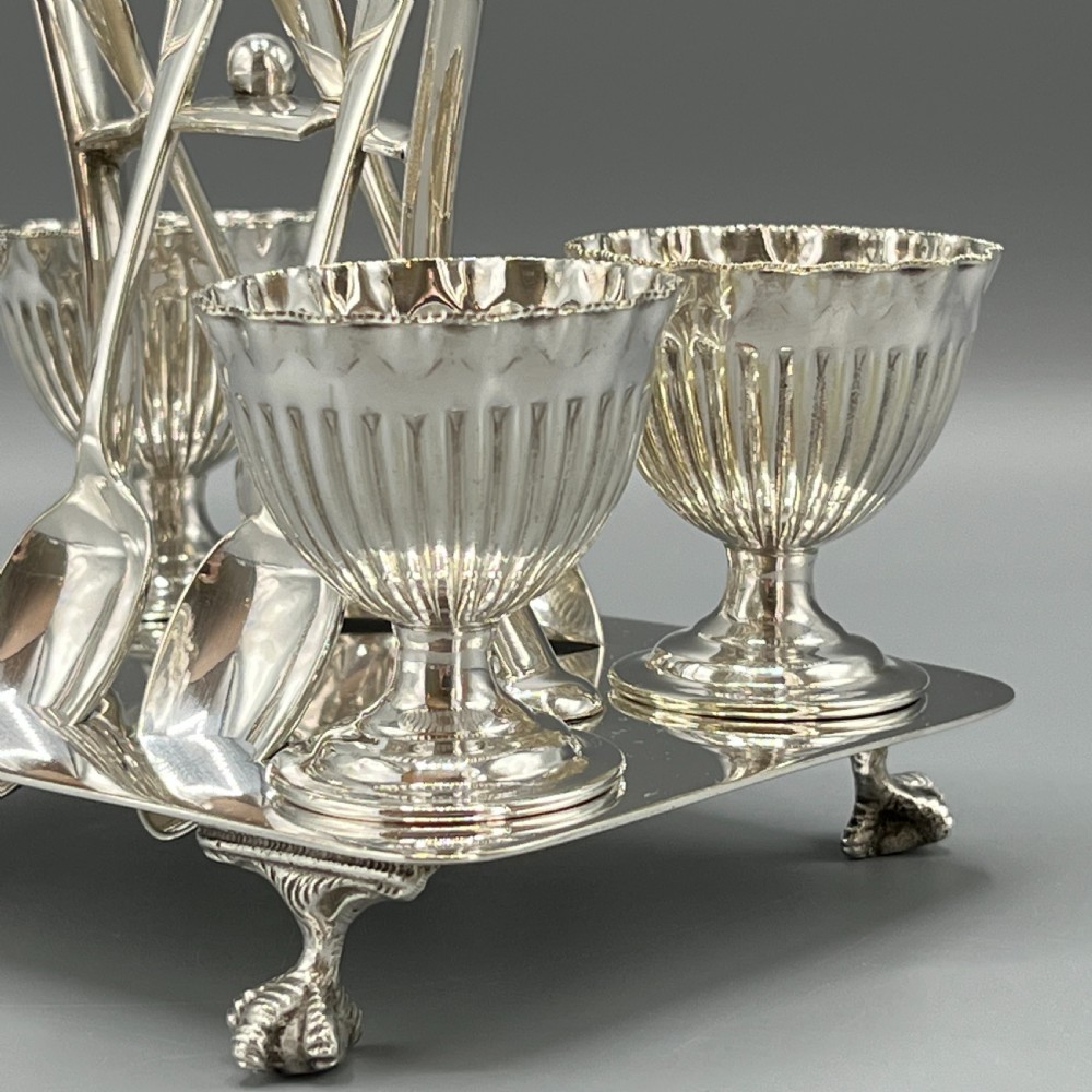 Late Victorian Sheffield Silver Plated Egg Cruet Set View V
