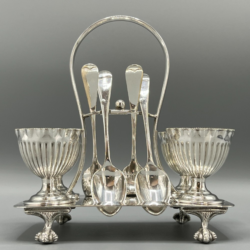 Late Victorian Sheffield Silver Plated Egg Cruet Set View VI