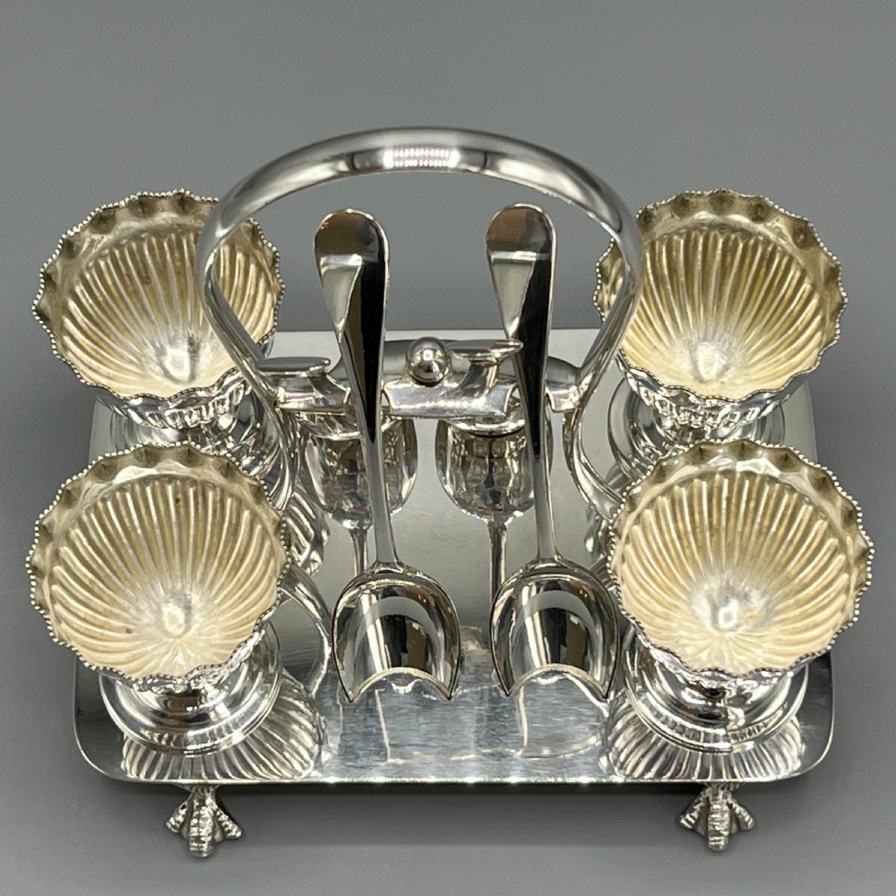 Late Victorian Sheffield Silver Plated Egg Cruet Set View VII