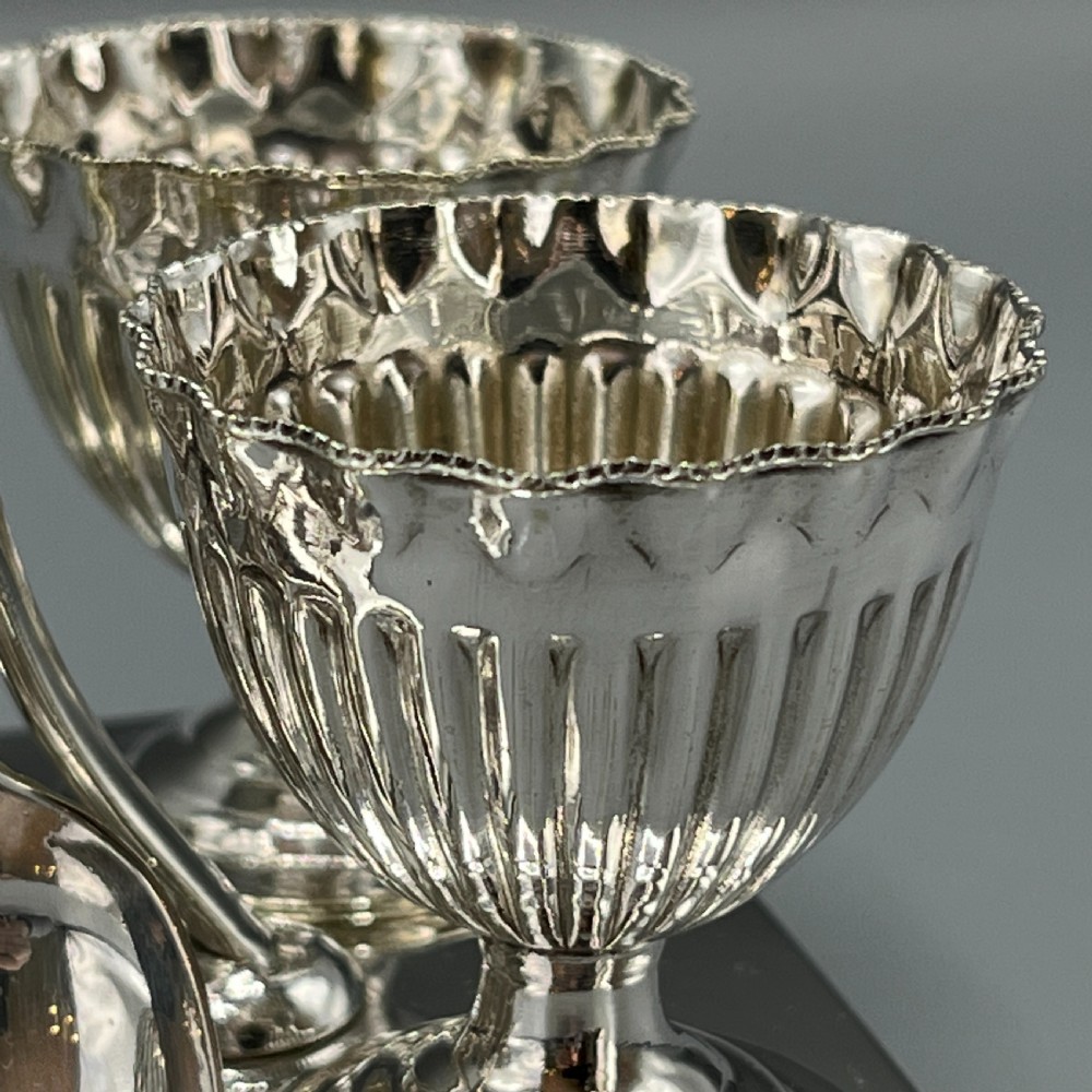 Late Victorian Sheffield Silver Plated Egg Cruet Set View IX