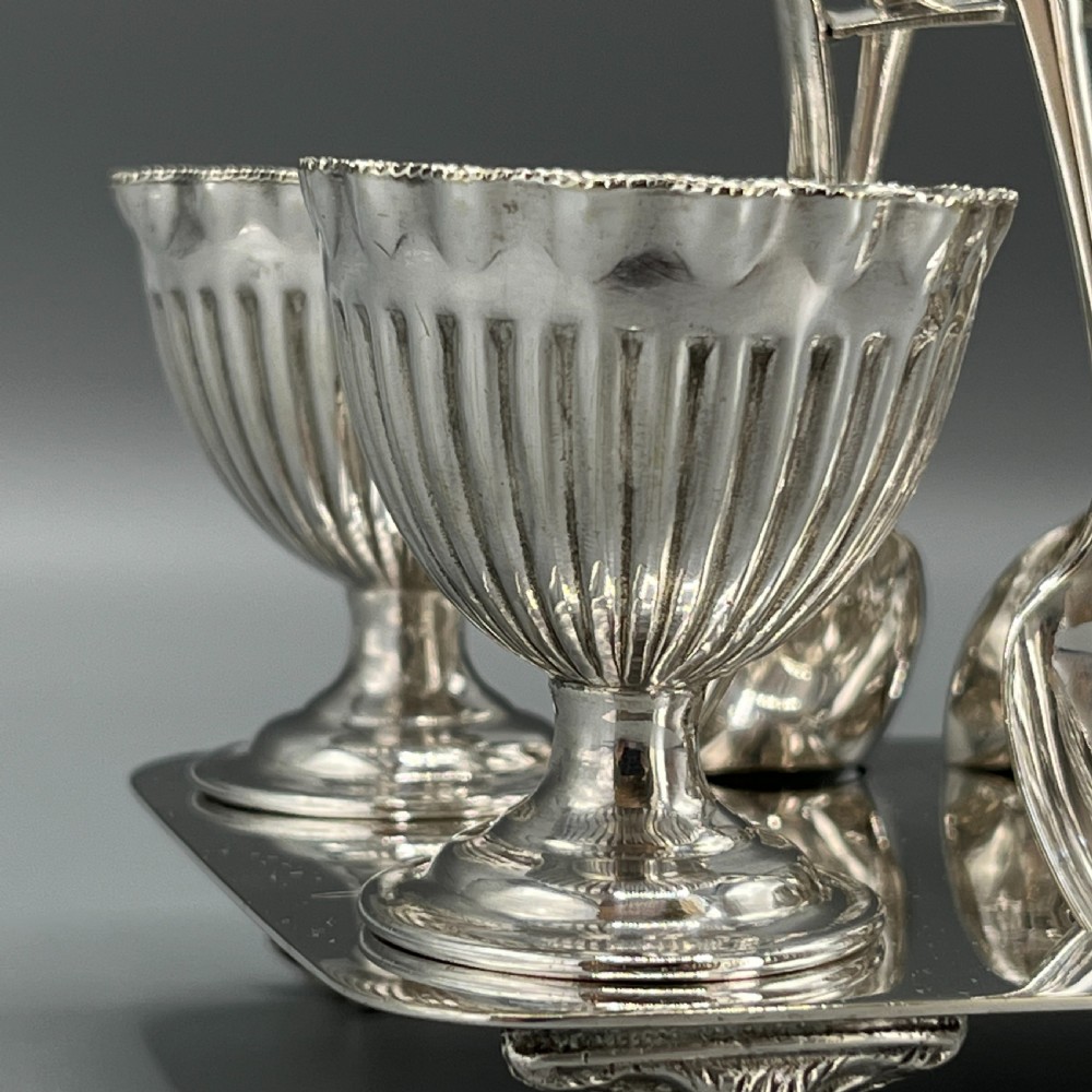 Late Victorian Sheffield Silver Plated Egg Cruet Set View X
