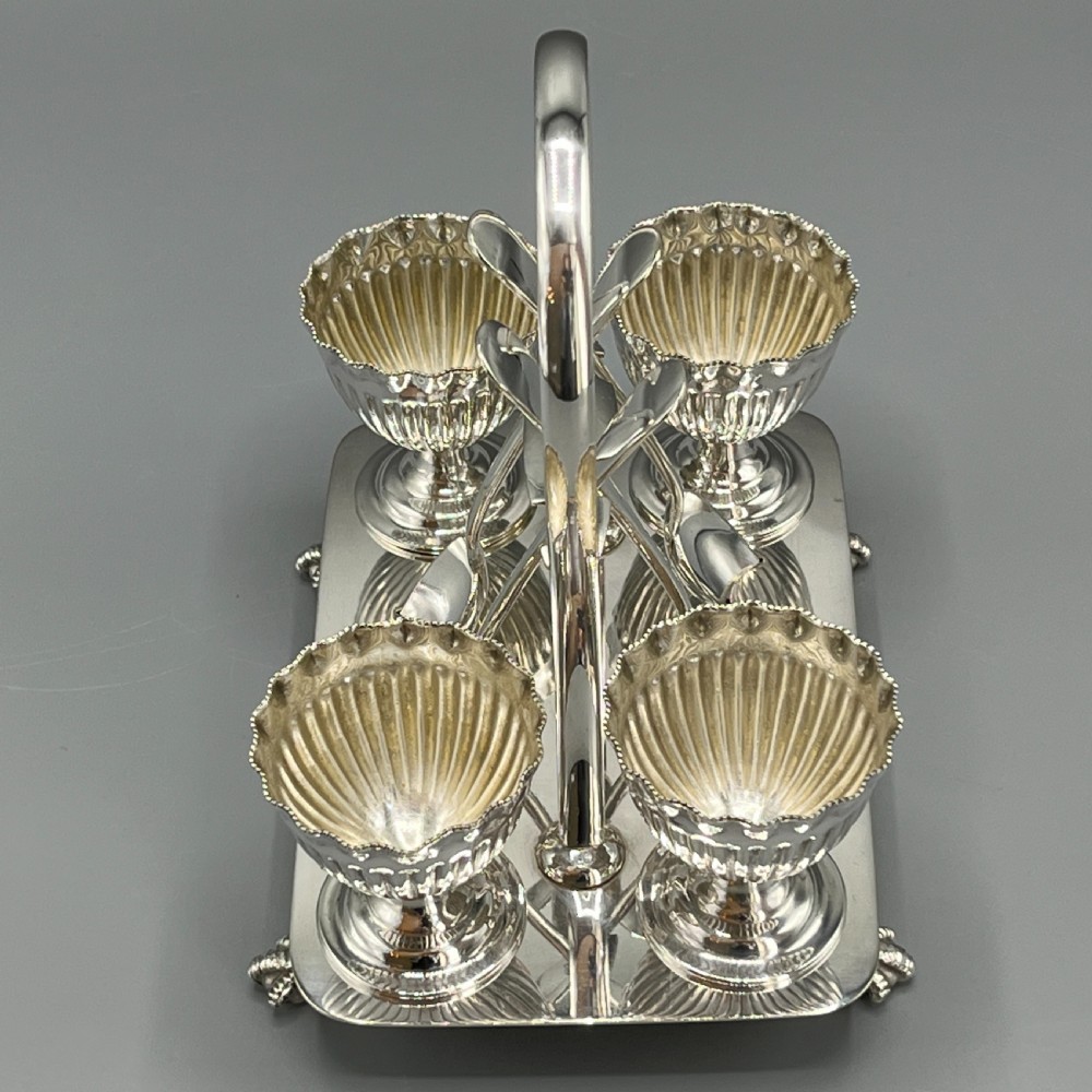 Late Victorian Sheffield Silver Plated Egg Cruet Set View XII