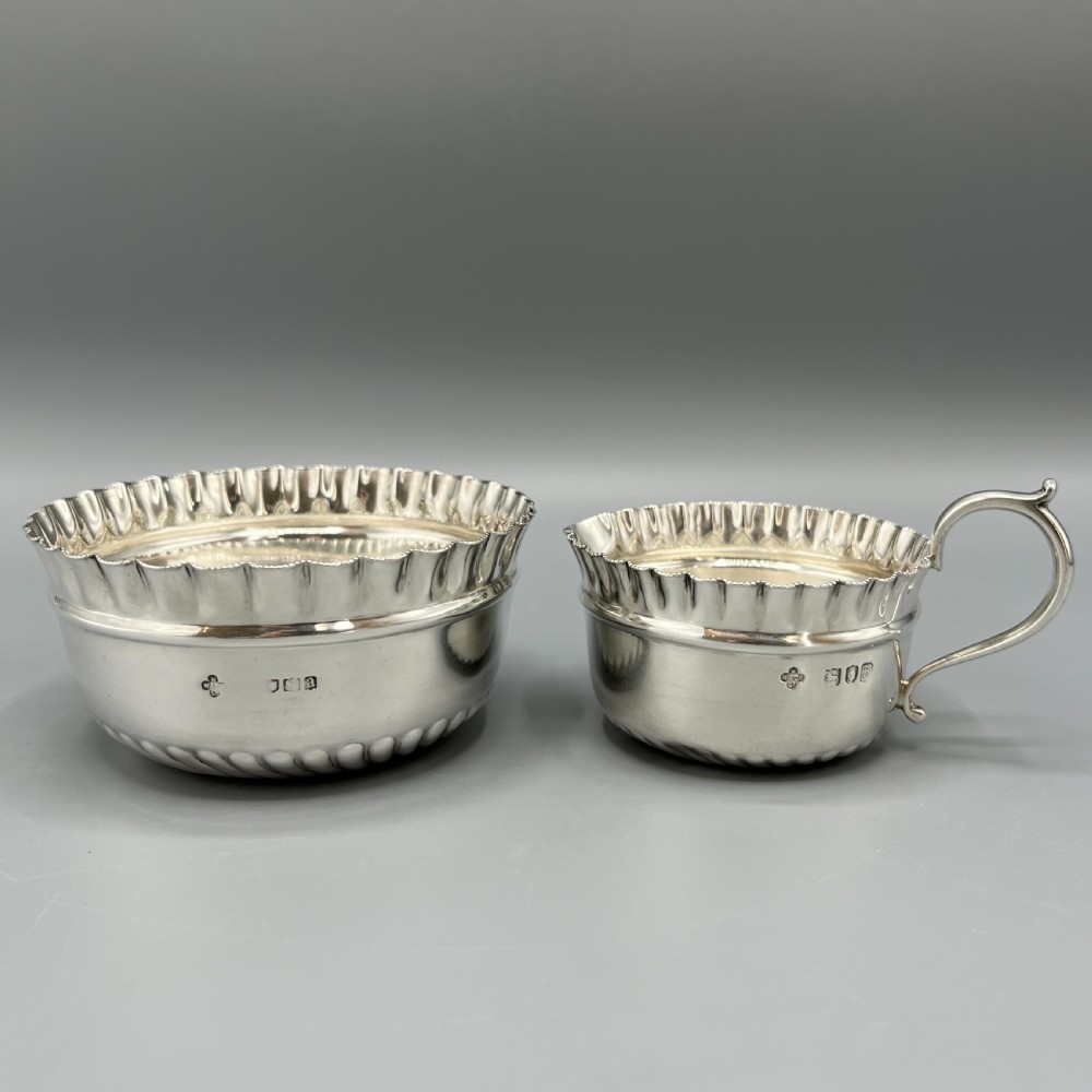 Victorian Solid Sterling Silver Cream Jug & Sugar Bowl Set