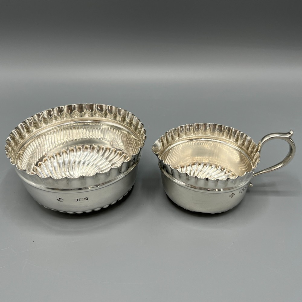 Victorian Solid Sterling Silver Cream Jug & Sugar Bowl Set View II